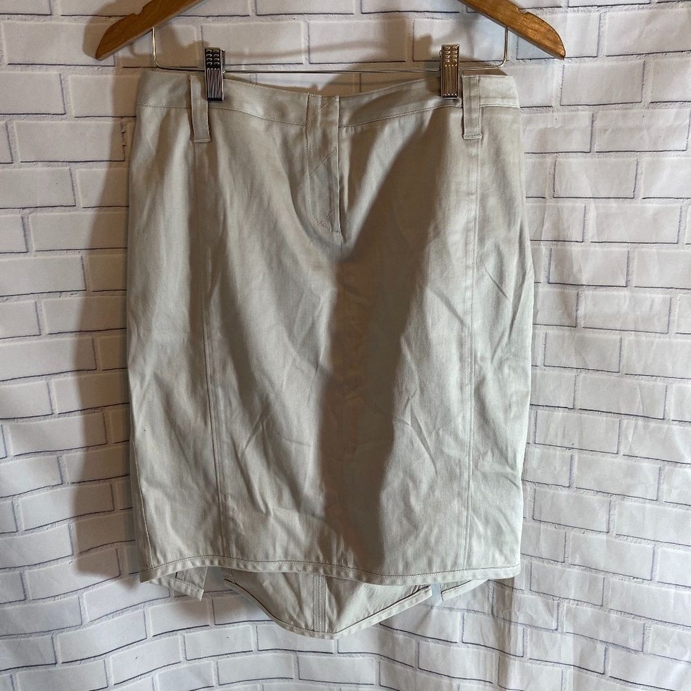 Joy Li‎ Tan Cotton/Spandex Shirttail Skirt Sz 4